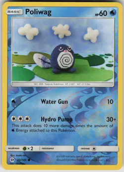 Pokemon Poliwag Common SM Base Set 30/149 NM - Image 1