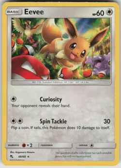 Pokemon Eevee (48) Holo Rare Hidden Fates 48/68 NM - Image 1