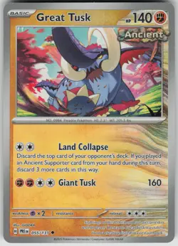 Pokemon Great Tusk (Master Ball Pattern) Uncommon SV: Prismatic Evolutions 055/1 - Image 1