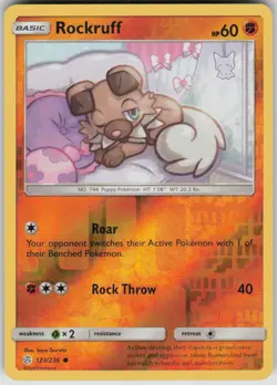 Pokemon Rockruff Common SM - Cosmic Eclipse 123/236 NM - Image 1