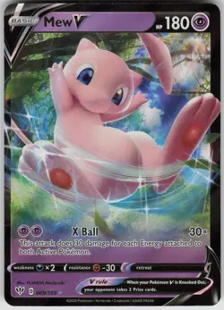 Pokemon Mew V Ultra Rare SWSH03: Darkness Ablaze 069/189 NM - Image 1