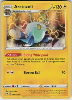 Pokemon Arctozolt Holo Rare SWSH03: Darkness Ablaze 066/189 NM - Image 1