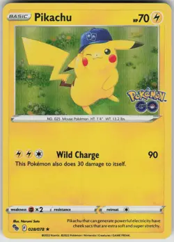 Pokemon Pikachu (28) Holo Rare Pokemon GO 028/078 NM - Image 1