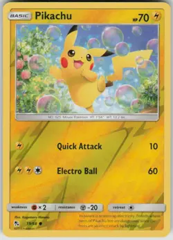 Pokemon Pikachu Common Hidden Fates 19/68 NM - Image 1