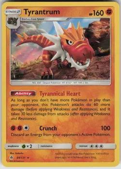 Pokemon Tyrantrum Holo Rare SM - Forbidden Light 69/131 NM - Image 1