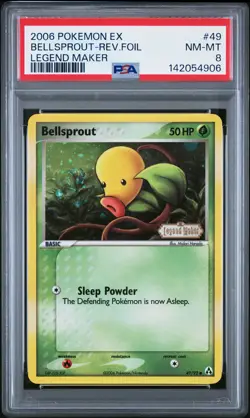 2006 POKEMON EX LEGEND MAKER #49 BELLSPROUT-REVERSE FOIL PSA 8 - Image 1