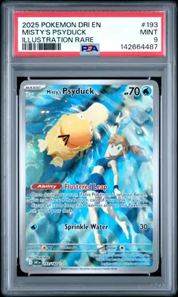 2025 POKEMON DRI EN-DESTINED RIVALS ILLUSTRATION RARE #193 MISTY'S PSYDUCK PSA 9 - Image 1