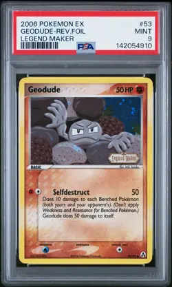 2006 POKEMON EX LEGEND MAKER #53 GEODUDE-REVERSE FOIL PSA 9 - Image 1