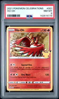 2021 POKEMON CELEBRATIONS #001 HO-OH PSA 8 - Image 1