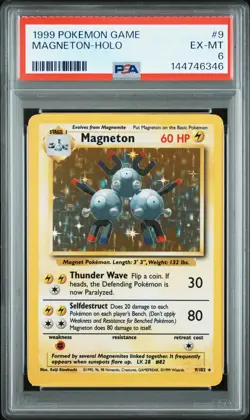 1999 POKEMON BASE SET UNLIMITED #9 MAGNETON-HOLO PSA 6 - Image 1