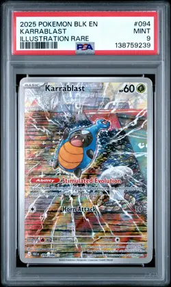 2025 POKEMON BLK EN-BLACK BOLT ILLUSTRATION RARE #094 KARRABLAST PSA 9 - Image 1