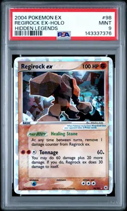 2004 POKEMON EX HIDDEN LEGENDS #98 REGIROCK EX-HOLO PSA 9 - Image 1