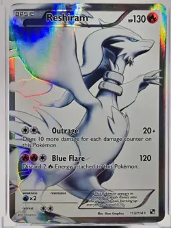 Reshiram 113/114 Full Art Ultra Rare Pokemon Black And White HP/DMG 2011 Pokemon - Image 2