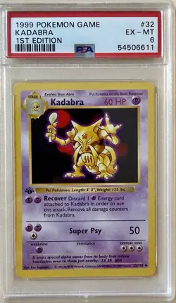 1999 Pokemon Game #32 Kadabra 1st Edition PSA 6 - Image 1