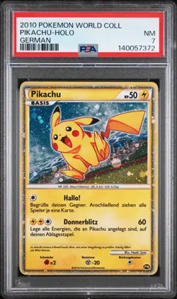 2010 POKEMON WORLD COLLECTION GERMAN PIKACHU-HOLO PSA 7 - Image 1