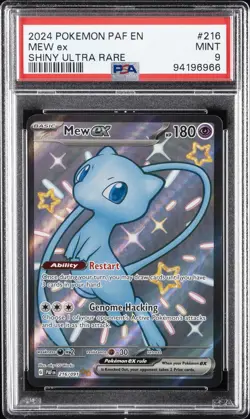 2024 POKEMON PAF EN-PALDEAN FATES SHINY ULTRA RARE #216 MEW EX PSA 9 - Image 1