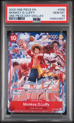 2025 ONE PIECE PROMOS ONE PIECE DAY DALLAS #006 MONKEY D. LUFFY PSA 10 - Image 1