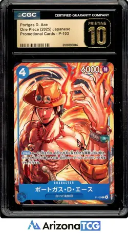 One Piece 2025 Portgas D. Ace P-103 One Piece Japanese Promo BLACK LABEL CGC 10 - Image 1