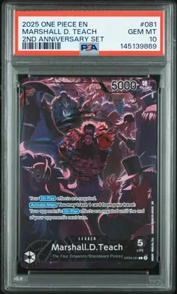 2025 ONE PIECE ENGLISH VERSION 2ND ANNIVERSARY SET #081 MARSHALL D. TEACH PSA 10 - Image 1