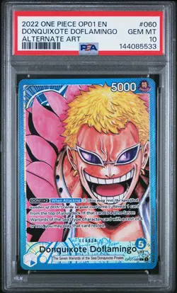 2022 ONE PIECE OP01-ROMANCE DAWN ALTERNATE ART #060 DONQUIXOTE DOFLAMINGO PSA 10 - Image 1