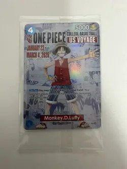 One Piece Monkey.D.Luffy College Basketball US Voyage P-055 Promo Sealed - Image 1