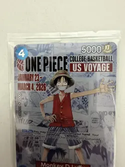 One Piece Monkey.D.Luffy College Basketball US Voyage P-055 Promo Sealed - Image 2