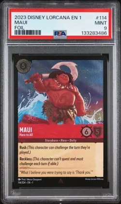 PSA 9 2023 DISNEY LORCANA EN 1-THE FIRST CHAPTER 114 MAUI - HERO TO ALL FOIL - Image 1