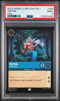 PSA 9 2023 DISNEY LORCANA EN 1-THE FIRST CHAPTER 160 TRITON - THE SEA KING FOIL - Image 1