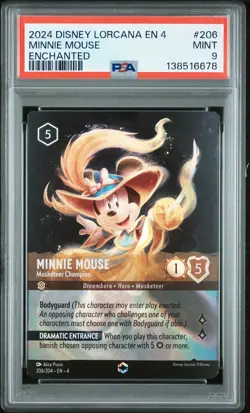 2024 DISNEY LORCANA EN 4-ENCHANTED MINNIE MOUSE - MUSKETEER CHAMPION PSA 9 - Image 1