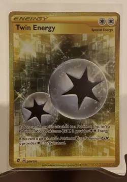 Pokemon Twin Energy - 209/192 Rebel Clash Sword & Shield Secret Rare Card Holo - Image 1