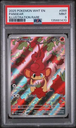 2025 POKEMON WHT EN-WHITE FLARE ILLUSTRATION RARE #099 PANSEAR PSA 9 - Image 1