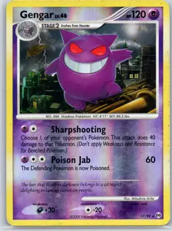 Pokemon TCG Gengar (17) Psychic Rare Reverse Holofoil Arceus 17/99 MP - Image 1