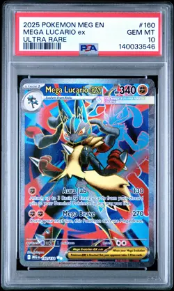 2025 POKEMON MEG EN-MEGA EVOLUTION ULTRA RARE #160 MEGA LUCARIO EX PSA 10 - Image 1