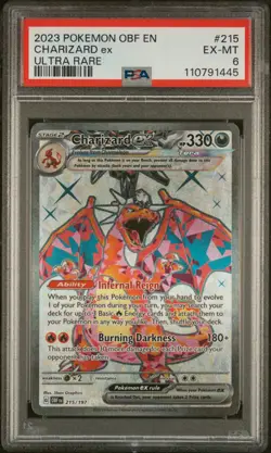 2023 POKEMON OBF EN-OBSIDIAN FLAMES ULTRA RARE #215 CHARIZARD EX PSA 6 - Image 1