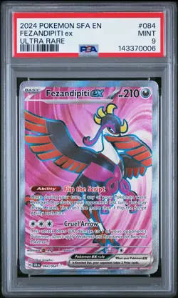 2024 POKEMON SFA EN-SHROUDED FABLE ULTRA RARE #084 FEZANDIPITI EX PSA 9 - Image 1