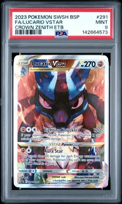 2023 POKEMON SWSH BLACK STAR PROMO #291 FULL ART/LUCARIO VSTAR PSA 9 - Image 1