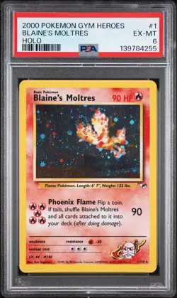 2000 POKEMON GYM HEROES HOLO #1 BLAINE'S MOLTRES PSA 6 - Image 1