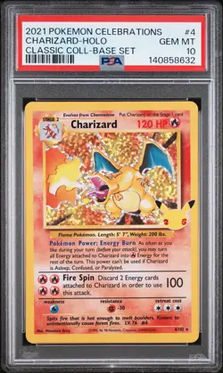 2021 POKEMON CELEBRATIONS CLASSIC COLLECTION #4 CHARIZARD-HOLO PSA 10 - Image 1
