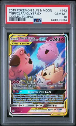 2019 POKEMON SUN & MOON COSMIC ECLIPSE TOGEPI & CLEFFA & IGGLYBUFF GX PSA 10 - Image 1