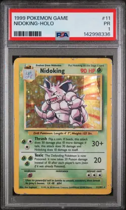 1999 POKEMON GAME #11 NIDOKING-HOLO PSA 1 - Image 1