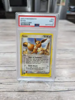 Pokemon 2003 Eevee 63/100 PSA 9 Mint EX Sandstorm Regular Common Non Holo - Image 1