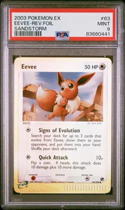 2003 POKEMON EX SANDSTORM #63 EEVEE-REVERSE FOIL PSA 9 - Image 1