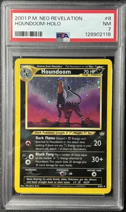 Pokemon - P.M. Houndoom Holo - PSA 7 - 2001 Neo Revelation 8/64 Rare - Image 1
