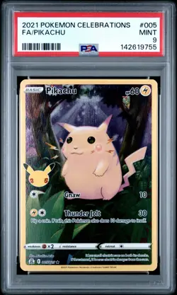 2021 POKEMON CELEBRATIONS #005 FULL ART/PIKACHU PSA 9 - Image 1