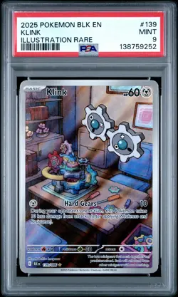 2025 POKEMON BLK EN-BLACK BOLT ILLUSTRATION RARE #139 KLINK PSA 9 - Image 1