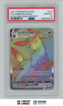 2021 Pokemon SWSH Evolving Skies Full Art Secret Umbreon VMAX PSA 10 #214/203 - Image 1