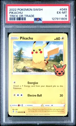2021 POKEMON SWORD & SHIELD EVOLVING SKIES TRICK OR TRADE 2022 PIKACHU PSA 6 - Image 1