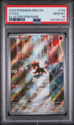 2025 POKEMON MEG EN-MEGA EVOLUTION ILLUSTRATION RARE #139 LITLEO PSA 10 - Image 1