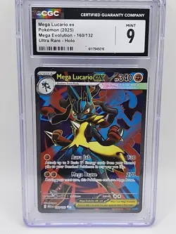 2025 POKEMON MEG EN-MEGA EVOLUTION ULTRA RARE #160 MEGA LUCARIO EX CGC 9 - Image 3