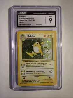 Pokemon 1999 Raichu 14/102 Holo Base Set CGC 9 - Image 1